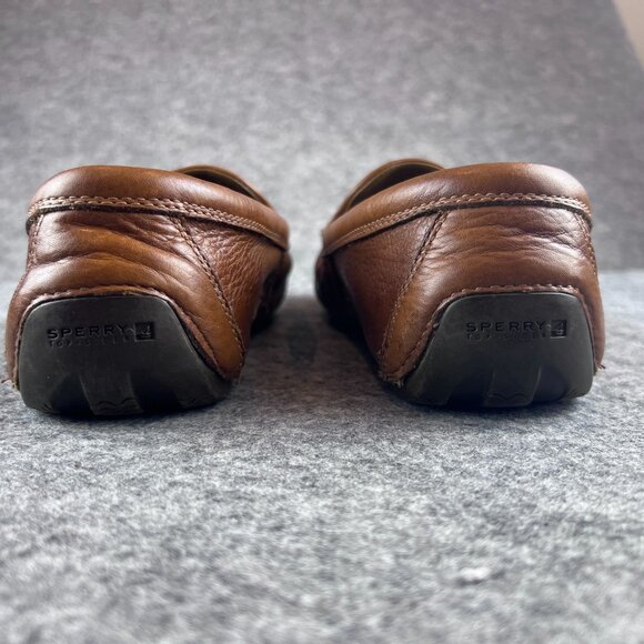 Sperry Mens 10M Brown Boat Driver Leather Slip-On Loafers Moccasin Rubber Sole - Picture 7 of 12